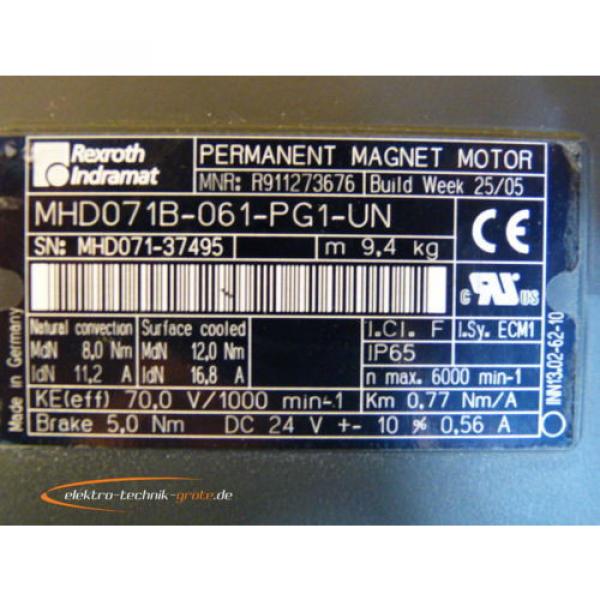 Rexroth Indramat MHD071B-061-PG1-UN Permanent Magnet Motor #4 image