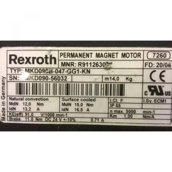 REXROTH Permanent Magnet Motor / MKD090B-047-GG1-KN #2 image