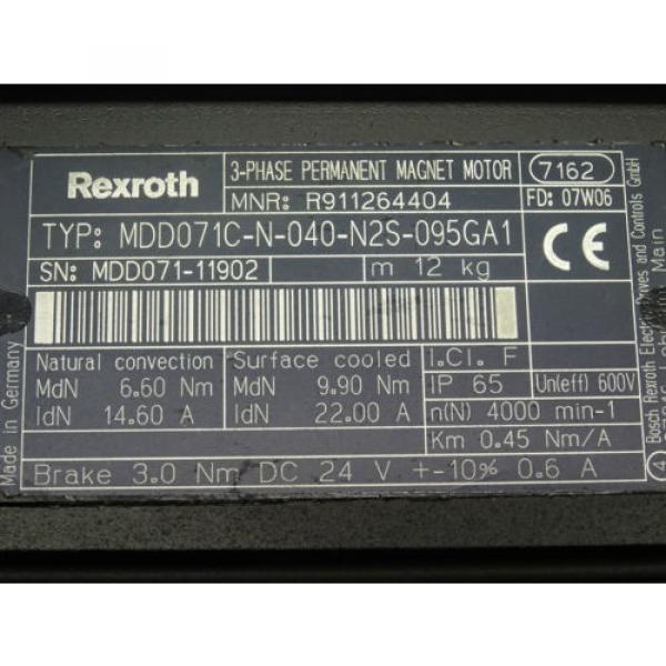 Bosch Rexroth Indramat Servomotor MDD071C-N-040-N2S-095GA1 R911264404 #6 image