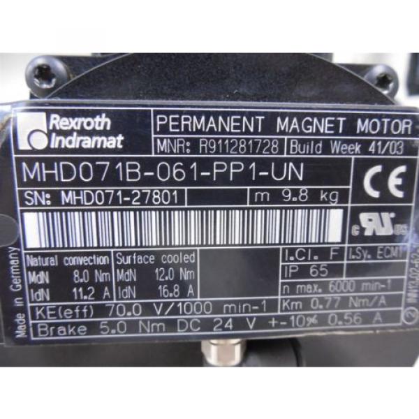 USED Rexroth Indramat MHD071B-061-PP1-UN Permanent Magnet Servo Motor Conn Loose #3 image