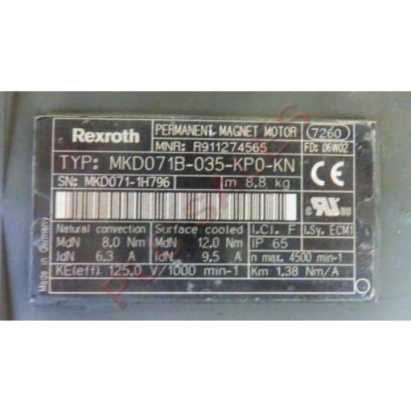 REXROTH MKD071B-035-KP0-FN  |  Permanant Magnet Servo Motor #3 image