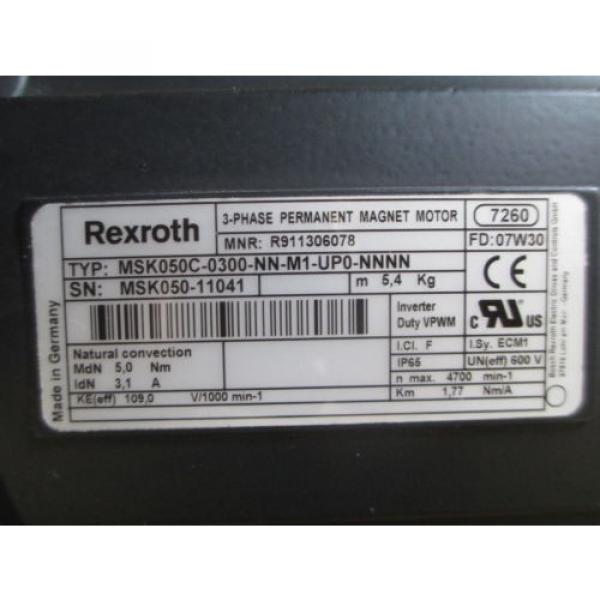 Rexroth MSK050C-0300-NN-M1-UP0-NNNN Origin 3-Phase Permanent Magnet Servo Motor NIB #7 image