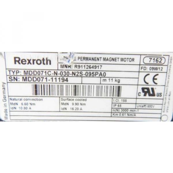 Rexroth Servomotor MDD071C-N-030-N2S-095PA0-used- #3 image
