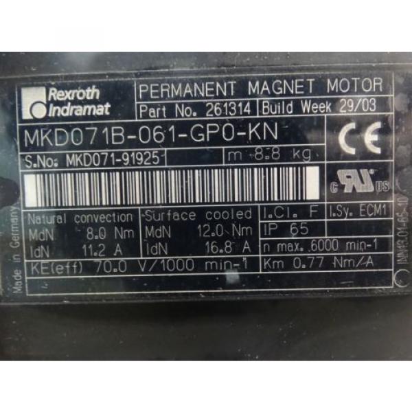 Rexroth MKD071B-061-GP0-KN  Indramat Permanent Magnet Motor #3 image
