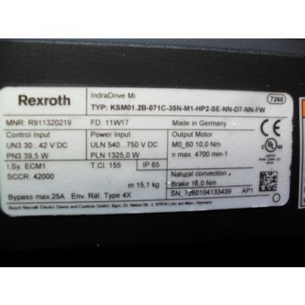Rexroth Servo KSM01-2B-071C-35N-M1-HP2-SE-NN-D7-NN-FW  Servo Drive Motor NIB #3 image