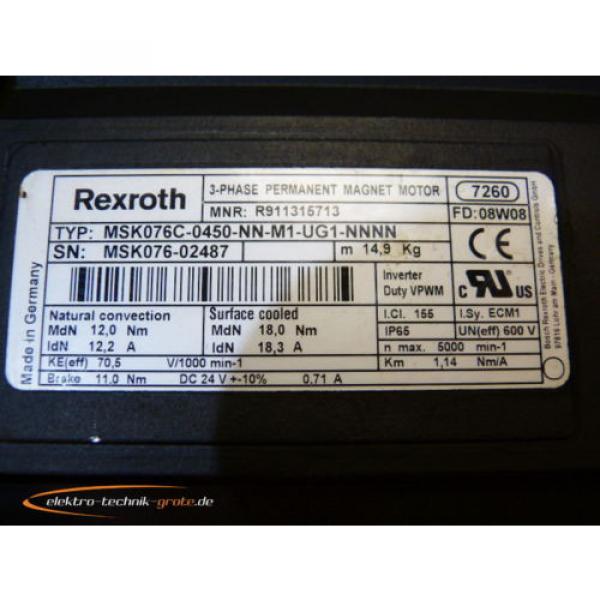 Rexroth MSK076C-0450-NN-M1-UG1-NNNN   3~ Permanent Magnet Motor #4 image