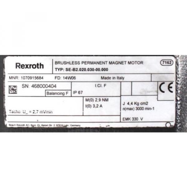 Rexroth SE-B2020030-00000 BRUSHLESS PERMANENT MAGNET MOTOR #3 image