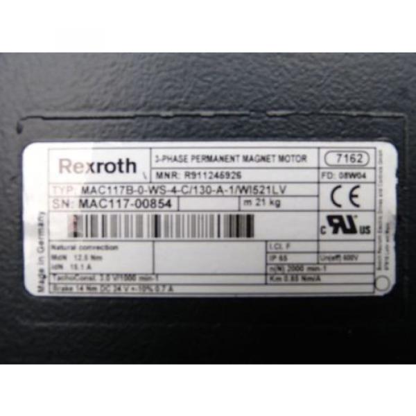 Rexroth Indramat MAC117B-0-WS-4-C/130-A-1/WI521 LV Permanent-Magnet-Motor #2 image