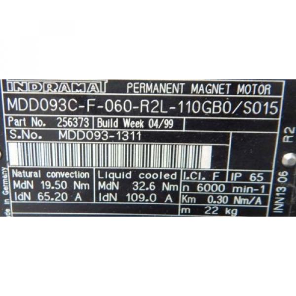 INDRAMAT REXROTH Servomotor MDD093C-F-060-R2L-110GB0/S015-used- #3 image