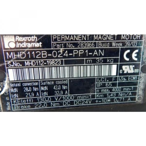 Rexroth Permanent Magnet Motor MHD 112B-024-PP1-AN - used - #3 image