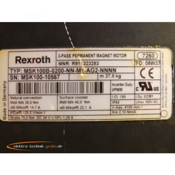 Rexroth MSK100B-0200-NN-M1-AG2-NNNN   3~ Permanent Magnet Motor #3 image