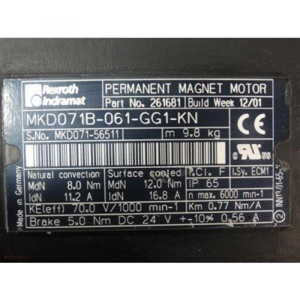 Rexroth Indramat Permanent Magnet Motor MKD071B-061-GG1-KN W/Ultra True Gearhead #3 image