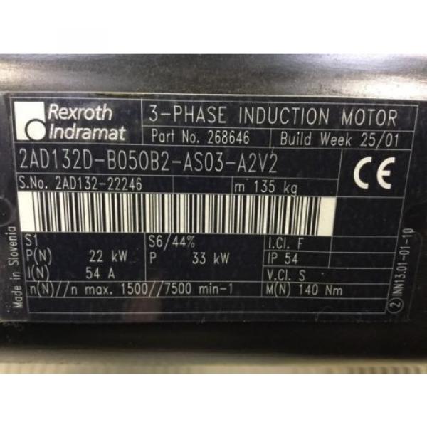 REXROTH  Indramat  3- PHASE INDUCTION MOTOR / 2AD132D-B050B2-AS03-A2V2 #3 image