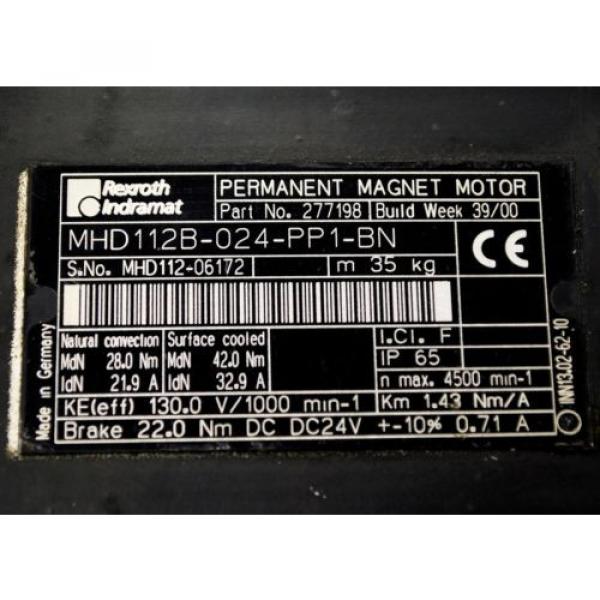 Rexroth Indramat MHD112B-024-PP1-BN Permanent Magnet Servo Motor #2 image
