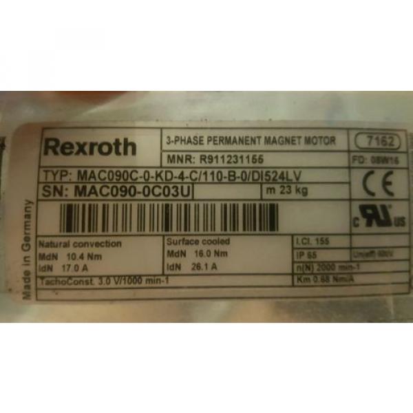 Rexroth Servo 3 Phase Permanent Magnetic Motor MAC090C-0-KD-4-C/110-B-0/D1524LV #7 image