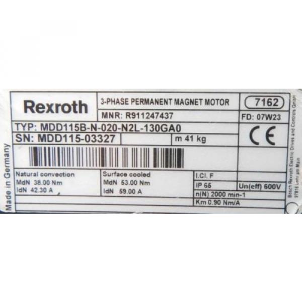 REXROTH Indramat Servomotor MDD115B-N-020-N2L-130 GA0``used`` #3 image