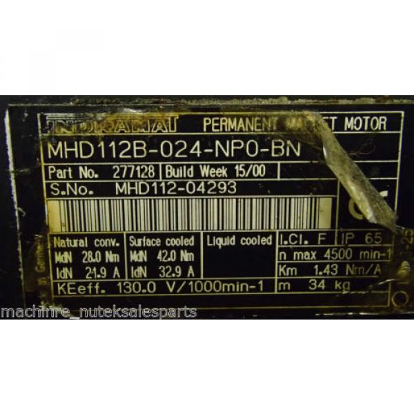 Indramat Rexroth Perm Mag Motor MHD112B-024-NP0-BN_Plugs Facing Left_MHD112B024 #4 image