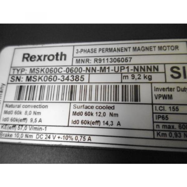 REXROTH MSK060C-0600-NN-M1-UP1-NNNN SERVO MOTOR Origin IN BOX #6 image
