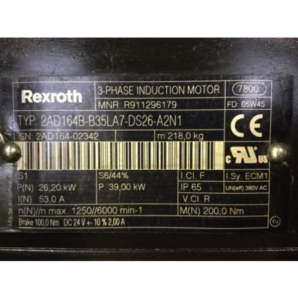 REXROTH   3 - Phase Induction Motor  2AD164B-B35LA7-DS26-A2N1 #4 image