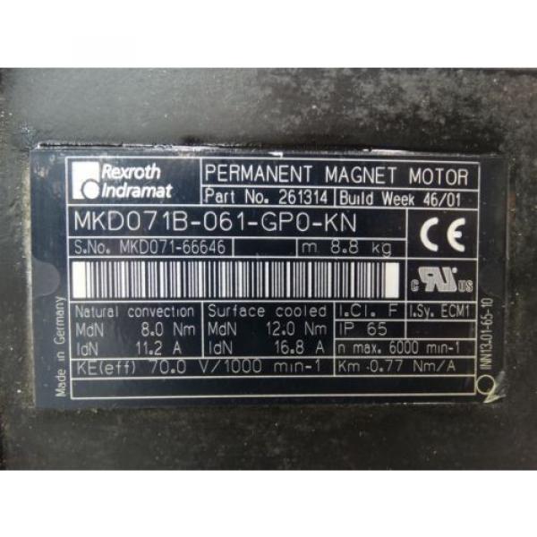 Rexroth Indramat MKD071B-061-GP0-KN Permanent Magnet Motor #2 image