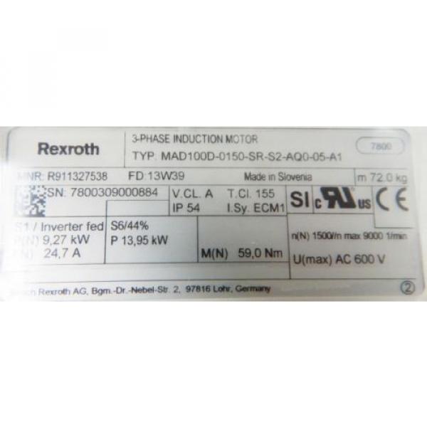 Rexroth 3-Phase Induktions Motor MAD100D-0150-SR-S2-AQO-05-A1 - unused/OVP - #2 image