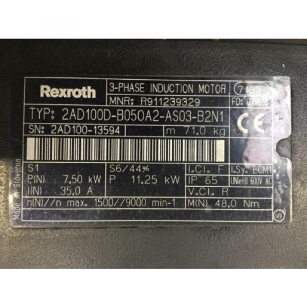 REXROTH  3-Phase Induction Motor 2AD100D-B050A2-AS03-B2N1 #3 image