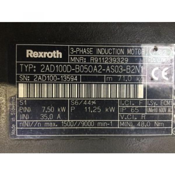 REXROTH  3-Phase Induction Motor 2AD100D-B050A2-AS03-B2N1 #4 image
