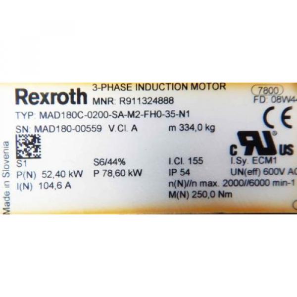 Rexroth Servomotor MAD180C-0200SA-M2-FHO-35-N1-used- #3 image