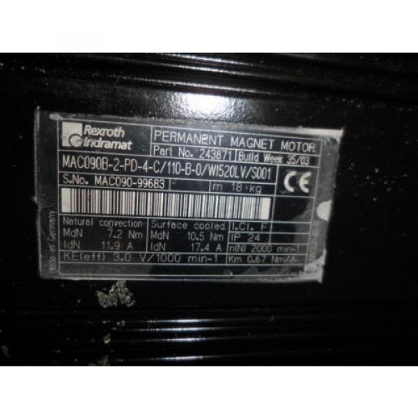 origin Rexroth Indramat Permanent Magnet Motor MAC090B-2-PD-4-C/110-B-0 W1520LV #8 image