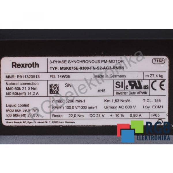 MSK075E-0300-FN-S2-AG3-RNBN SYNCHRONOUS PM-MOTOR SERVOMOTOR REXROTH ID10110 #7 image