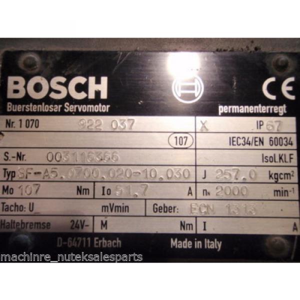 Bosch Rexroth Buerstenloser 1070 922 037 Servo MOTOR SF-A50700020-10030 #1 image