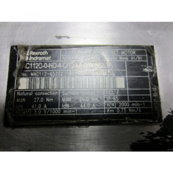 Rexroth Indramat MAC112C-0-HD-4-C/130A-A-0/WI522LV Permanent Magnet Servo Motor #3 image