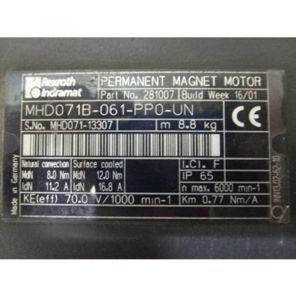 INDRAMAT/REXROTH MHD071B-061-PP0-UN PERMANENT MAGNET MOTOR - USED -FREE SHIPPING #2 image