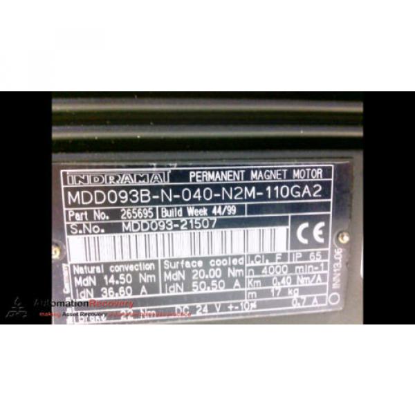 REXROTH INDRAMAT MDD093B-N-040-N2M-110GA2, PERMINENT MAGNET MOTOR #198362 #1 image