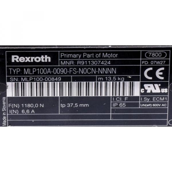 REXROTH MLP100A-0090-FS-N0CN-NNNN Primary Part with Motor Windings #3 image