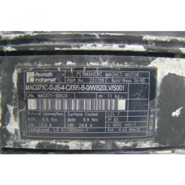 Rexroth Indramat Permanent Magnet Motor MAC071C-0-JS-4-C/095-B-0/WI520LV/S001 #2 image