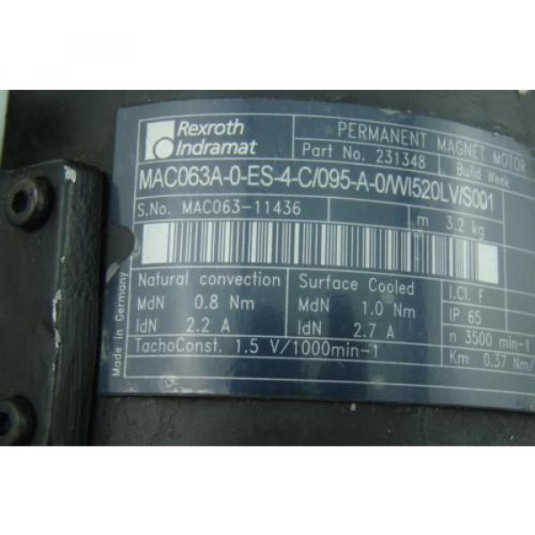 Rexroth Indramat Permanant Magnet Motor MAC063A-0-ES-4-C/095-A-0/WI520LV/S001 #10 image