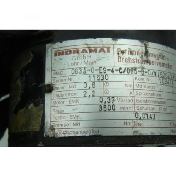 Rexroth Indramat Permanant Magnet Motor MAC063A-0-ES-4-C/095-B-0/WI520LV/S001 #10 image