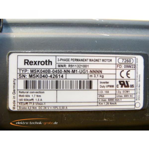 Rexroth MSK040B-0450-NN-M1-UG1-NNNN 3-Phase Permanent Magnet Motor #3 image