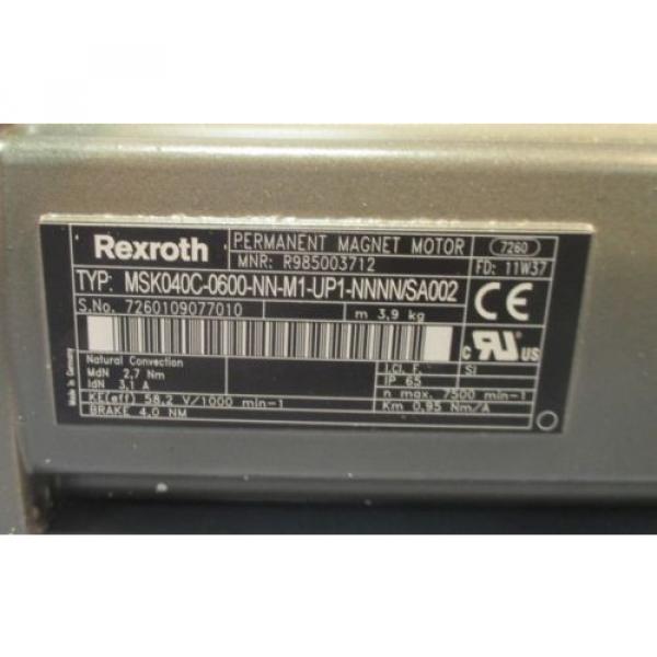 Rexroth MSK040C-0600-NN-M1-UP1-NNNN/SA002 Permanent Magnet Servo Motor NIB #3 image