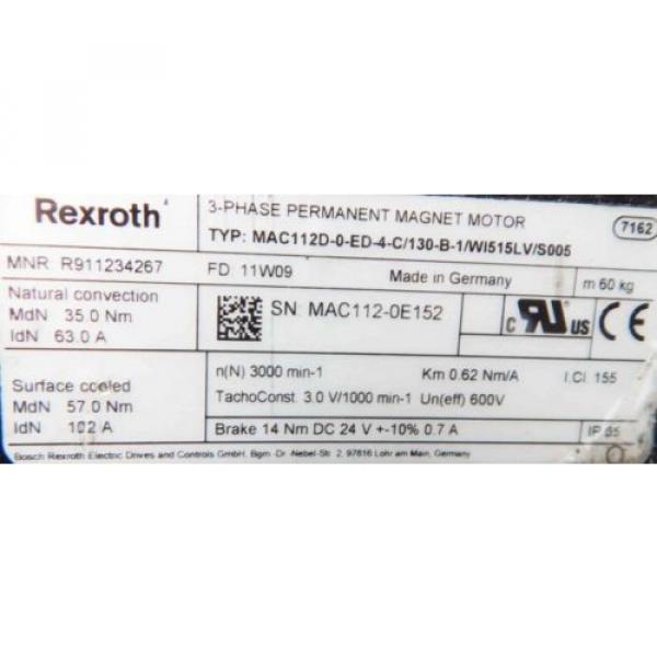 REXROTH INDRAMAT MAC112D-0-ED-4-C/130-B-1/WI515LV/S005 Servomotor-used- #3 image