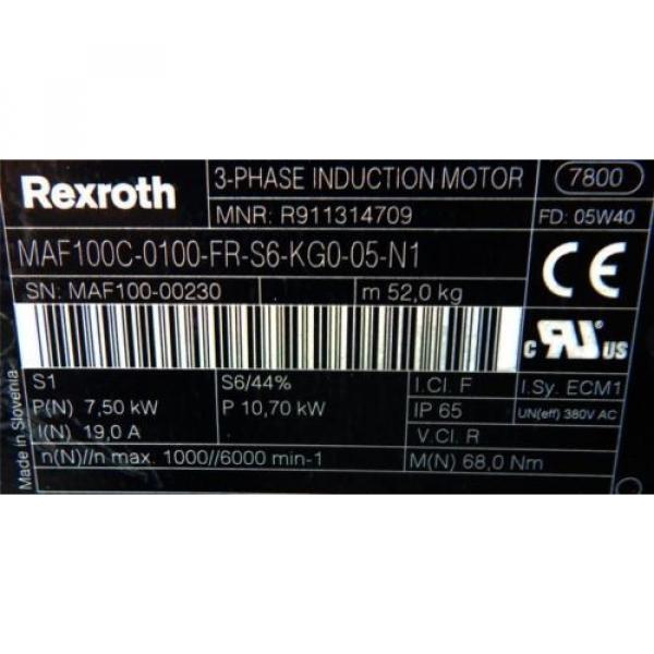 Rexroth 3-Phase Induktions Motor MAF 100C-0100-FR-S6-KGO-05-N1 - used - #4 image