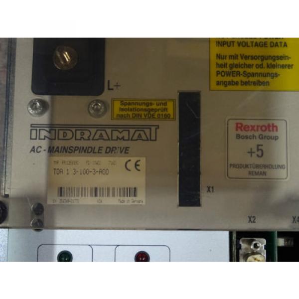 Rexroth Indramat R911258390 TDA 13-100-3-A00 AC-Mainspindle Drive 2AD100C #3 image