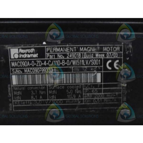REXROTH INDRAMAT MAC090A-0-ZD-4-C/110-B-0/WI511LV/S001 USED #2 image