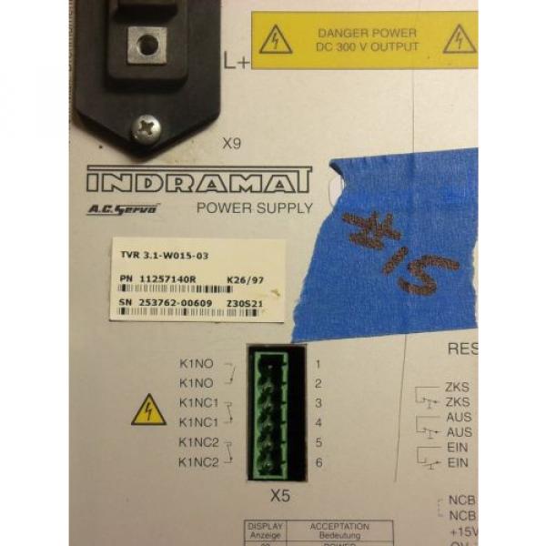 REXROTH INDRAMAT TVR31-W015-03 POWER SUPPLY AC SERVO CONTROLLER DRIVE #15 #2 image