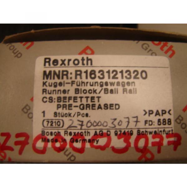 BOSCH REXROTH MNR:R163121320 RUNNER BLOCK/BALL RAIL PRE-GREASED NIB #2 image