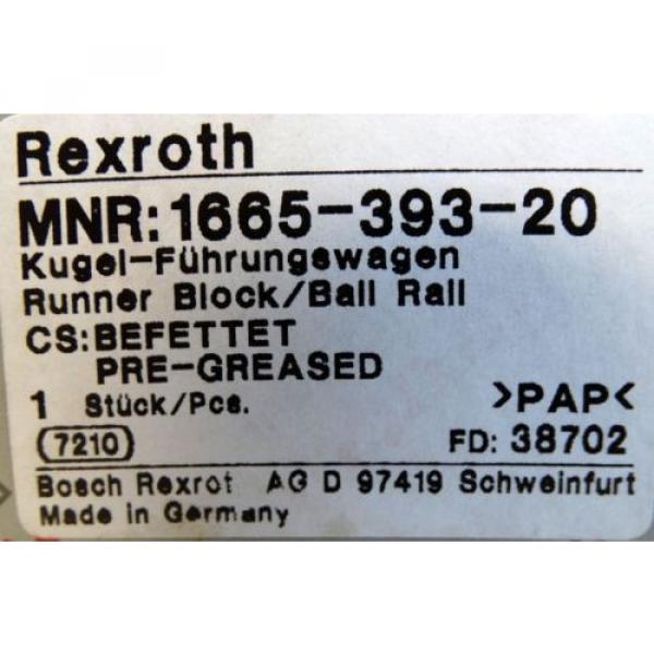 Rexroth 1665-393-20 Kugel-Führungswagen Runner Block/Ball Rail -unused/OVP- #3 image