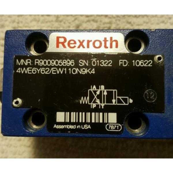 REXROTH Directional Control Valve R900905896 4WE6Y62/EW110N9K4 Used Ex Cond #2 image