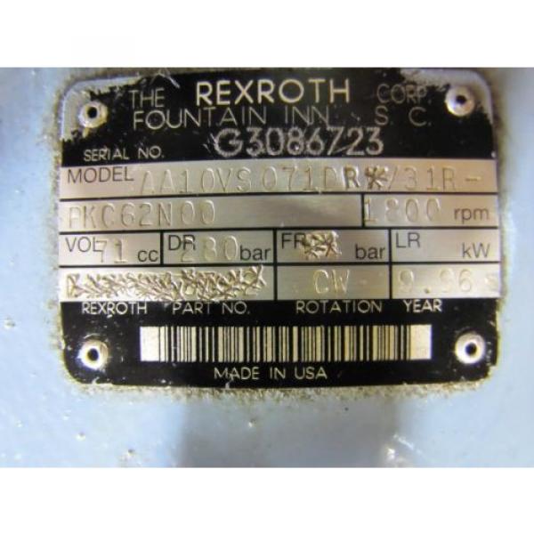 REXROTH AA10VS071DR/31R-PKC62N00 HYDRAULIC pumps 2#034; INLET 1#034; OUTLET 1-1/4#034; SHAFT #3 image